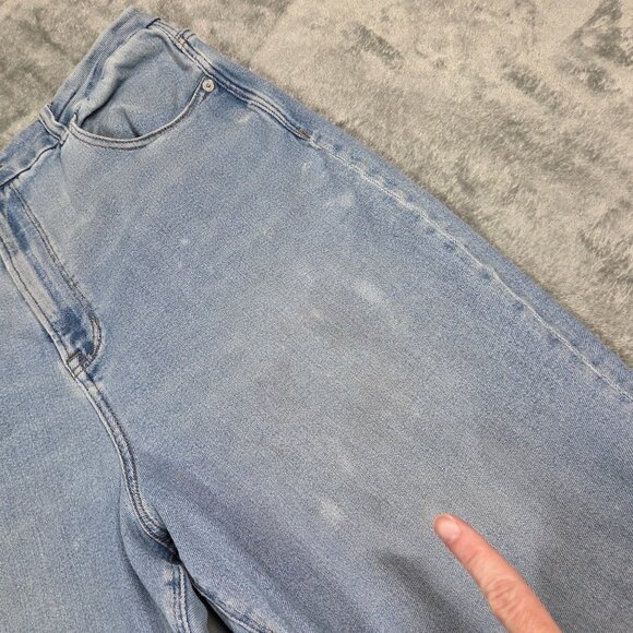 American Eagle Curvy Mom Jeans 18 Blue Stretch High Rise Ankle Length Distressed - Picture 3 of 11